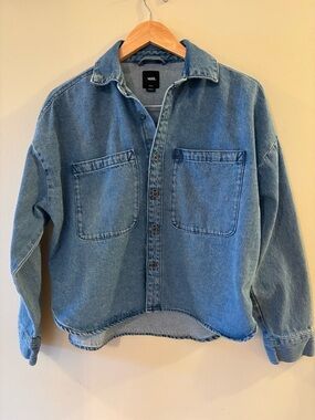 Vans Blue Denim Cropped Button-Front Overshirt Jacket, Sz S.